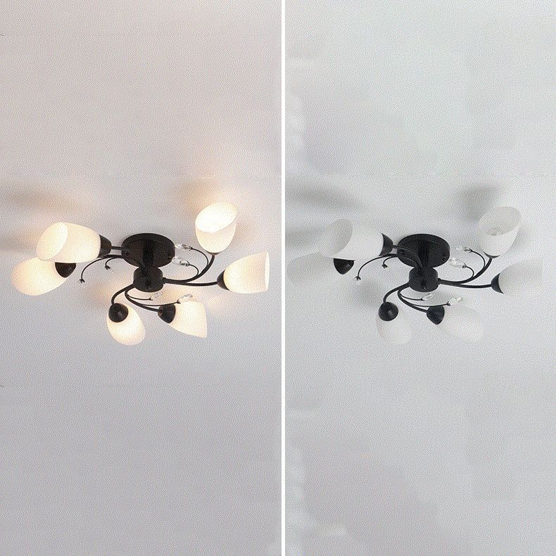 Plafonnier multi-lumières Plafonnier encastré minimaliste avec abat-jour en verre