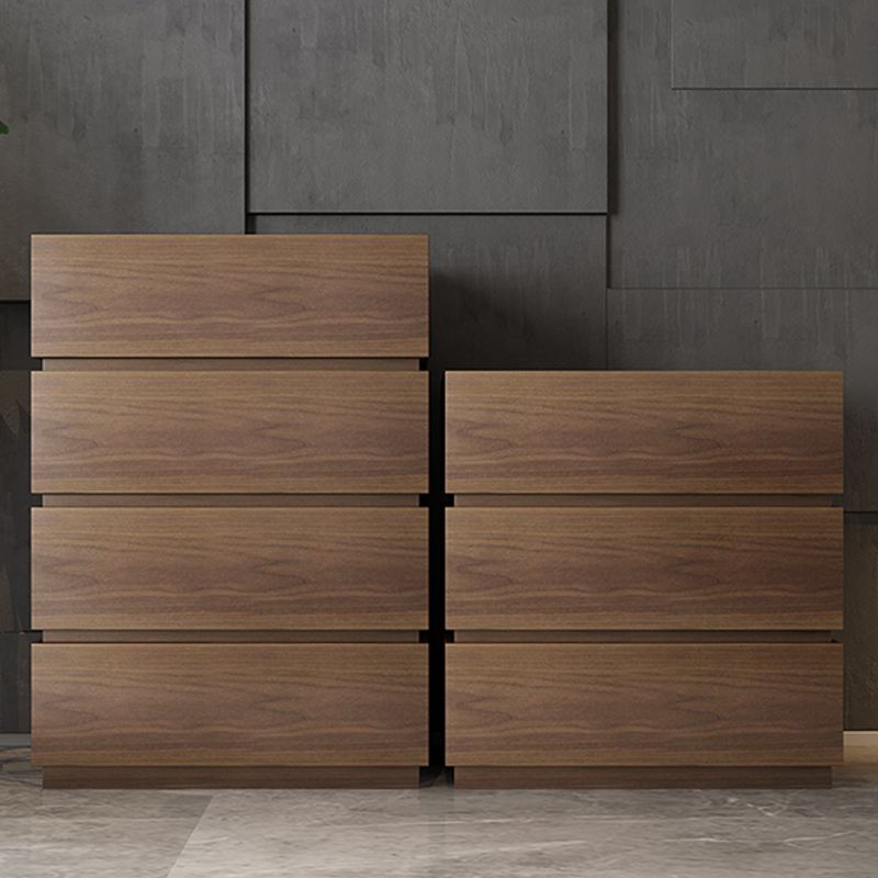 Contemporary Vertical Bedroom Chest Wooden Storage Chest in Brown with Drawers