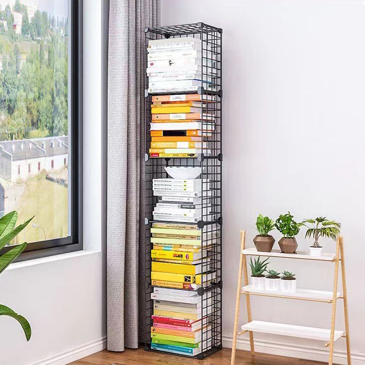Contemporary Geometric Book Shelf 8.66" Wide Metal Shelf Bookcase