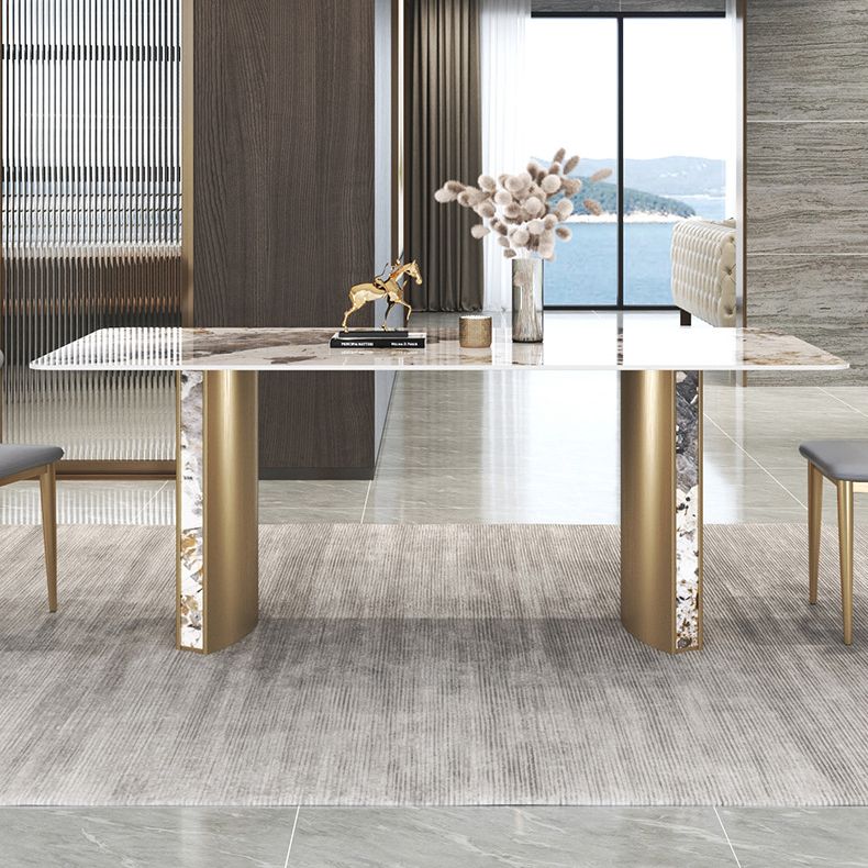 Luxurious Sintered Stone Top Dining Set Rectangle 1/3/4/5/7 Pieces Dining Room Table Set