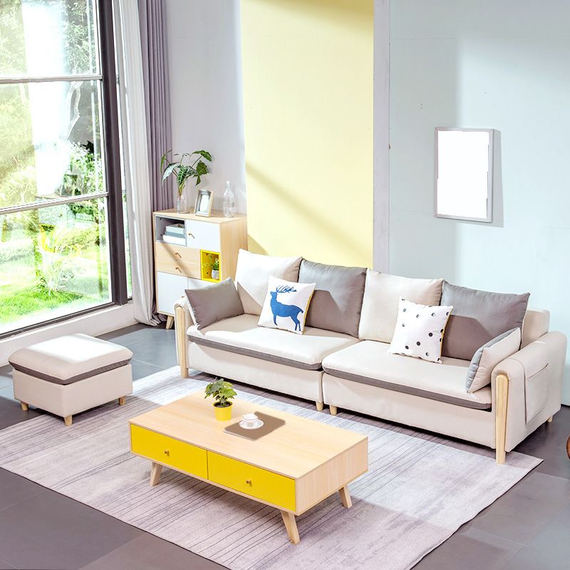 122.05"D x 35.43"W x 34.25"H Pillow Top Arm Cushion Back Sectionals with Ottoman