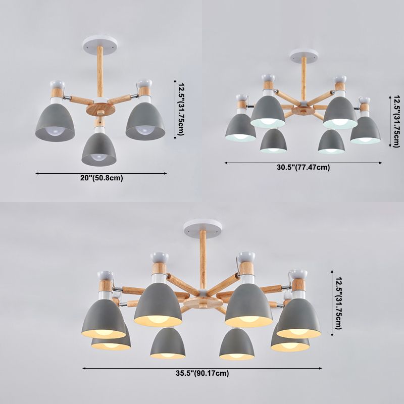 Multi Light Cone Hangende kroonluchter moderne macaron -stijl metalen hangende lamp voor slaapkamer
