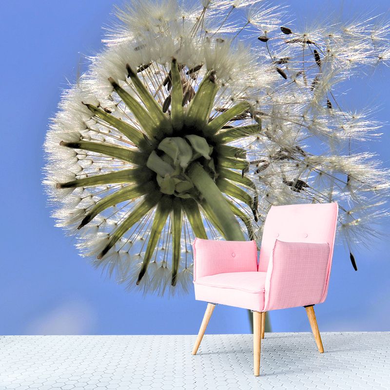 White Dandelion Plant Mural Wallpaper Moisture-Resistant Wall Covering for Home