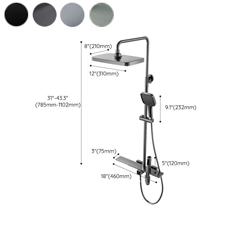 Waterfall Shower Set Square Wall Mount Copper Knob Handle Shower System with Shower Hose