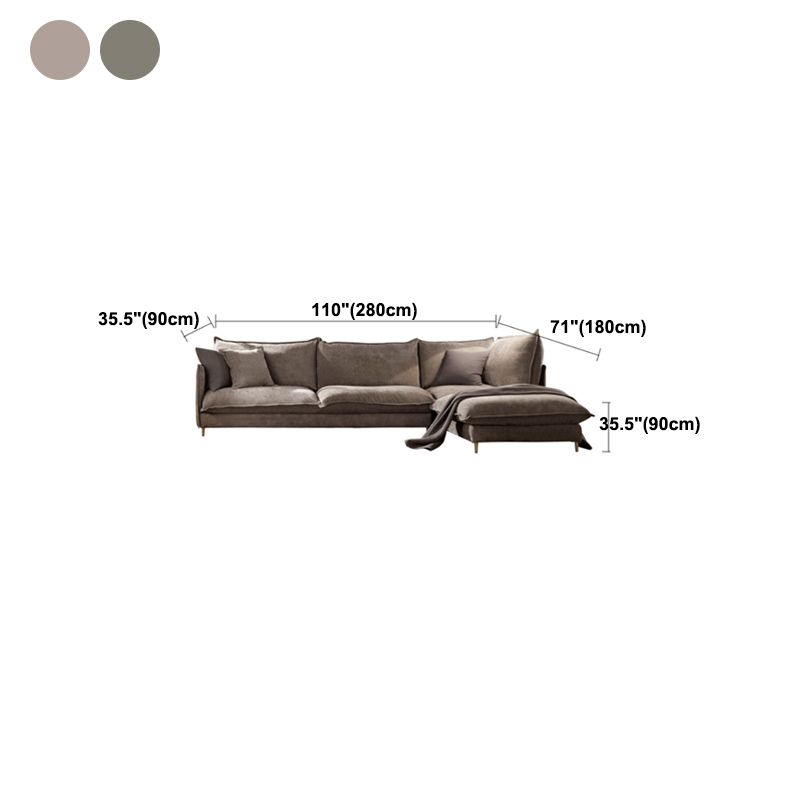 Linen Square Arm Sofa & Chaise with Reversible Modern Cushions Loose Back Sofa