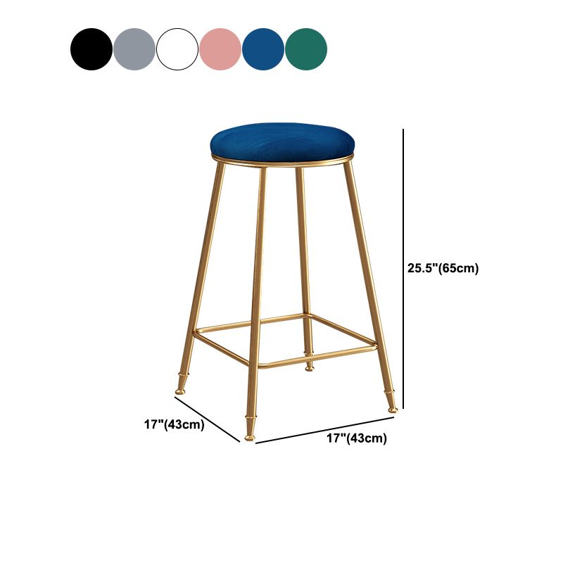 Contemporary Bar Stool Round Seat Barstool with Footrest and Metal Base