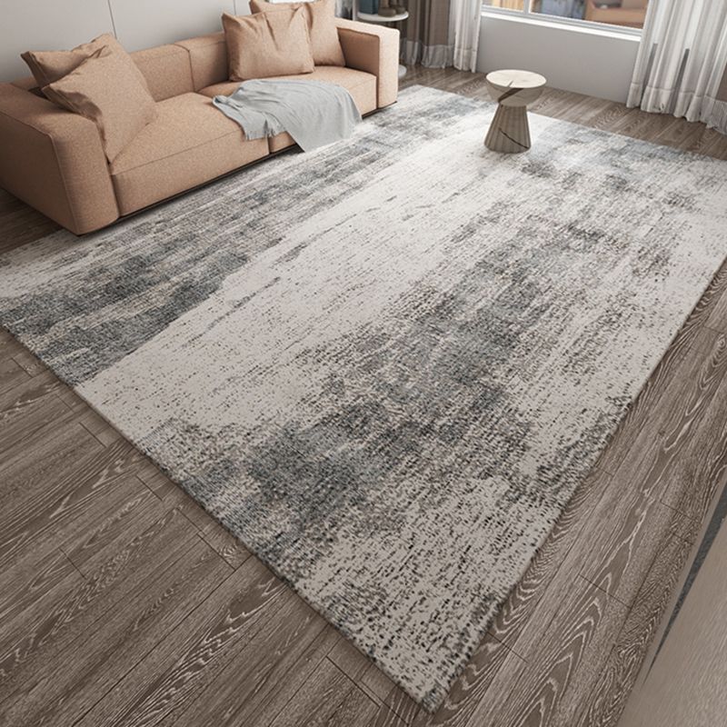 Modern Grey Area Carpet Geometric Pattern Polyester Area Rug Stain Resistant Rug for Living Room