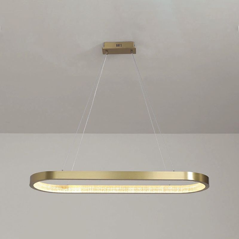 Estilo moderno colgante colgante en forma de metal ovalado 1 luz de la luz de la luz en oro