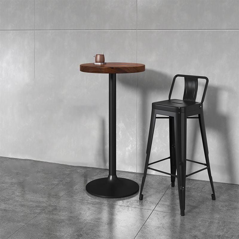 Modern Armless Square Bar Chair Low Back Bar Stool with Metal Legs