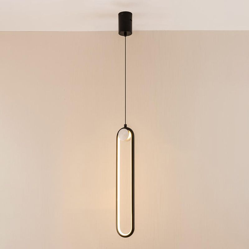 Metal Oblong Hanging Ceiling Light Modern Style LED Ceiling Pendant Light for Bedroom