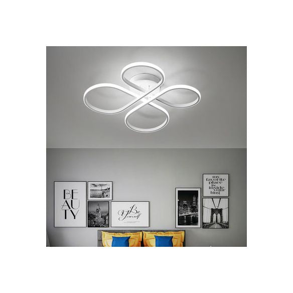 23 "/27,5" W Minimalistische LED Semi Flush White Floral Dicht bij plafondverlichting met acrylschaduw, warm/wit licht