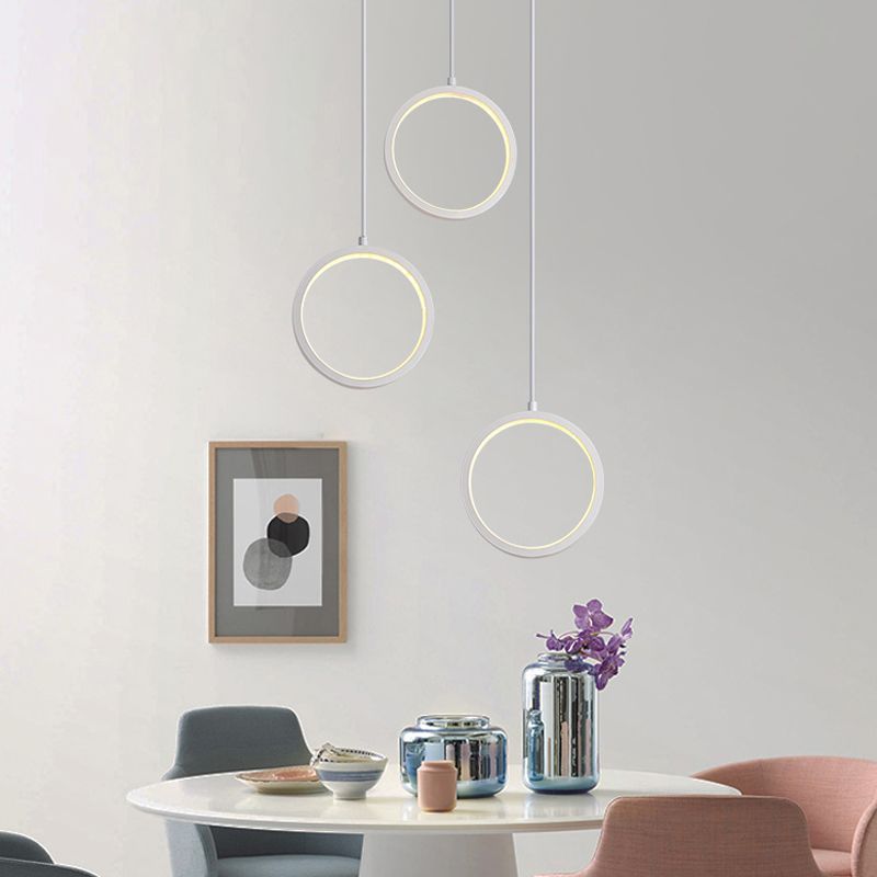 Square/Circle Cluster Pendant Modernism Acrylic 3 Lights Black/White Pendant Ceiling Light in Warm/White Light with Round/Linear Canopy