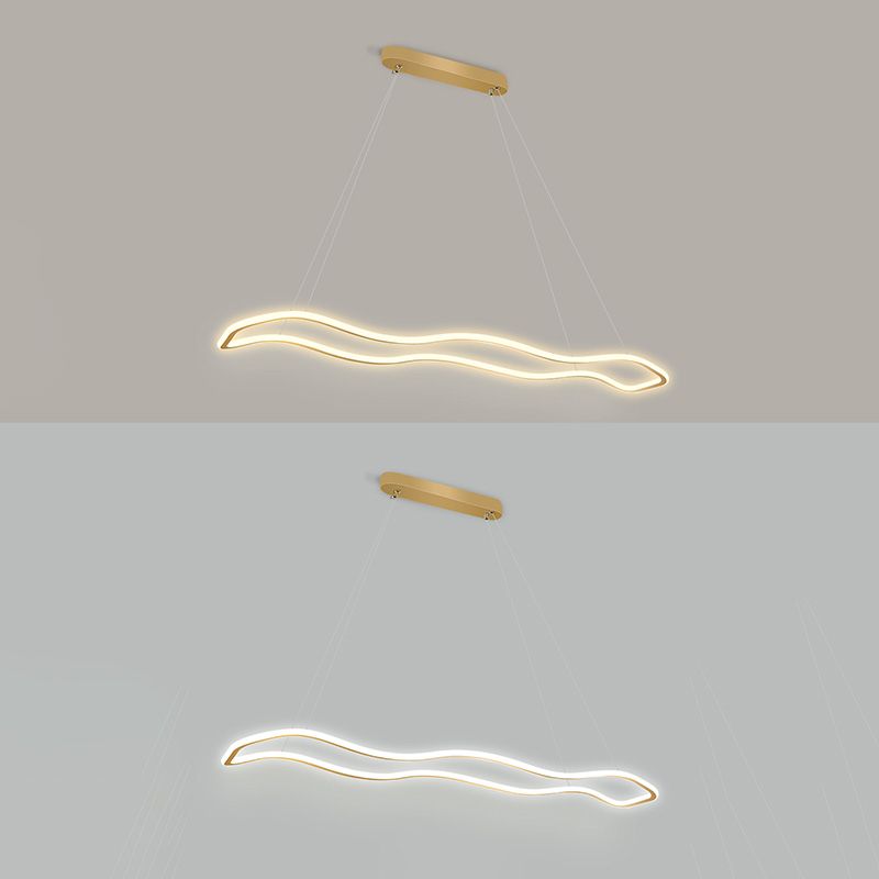 Metal Wavy Island Pendant Light Modern Style LED Island Lighting Fixture for Dinning Room