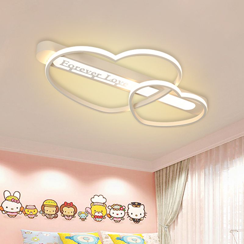 Arrow Through Love Bedroom Flush Mount Acrylic Macaron Romantic LED Flush Mount Ceiling Light Fixture in Pink/White/Gold