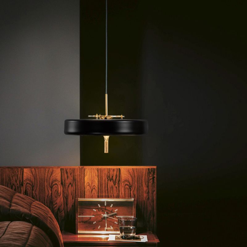 Modern Drum Chandelier Light Blue/White/Black Metal 3 Lights Dining Room Hanging Light Fixture