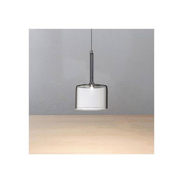 Nickle Zylindrisch/Trommel/lange Säule Suspension Anhänger Modernist 1 hellgrau/rot/orange Glas LED Hängende Leuchte