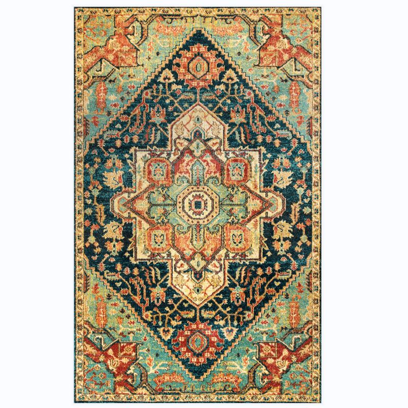 Traditional Morocco Area Carpet Tribal Pattern Polyester Area Rug Stain Resistant Rug for Home Decor