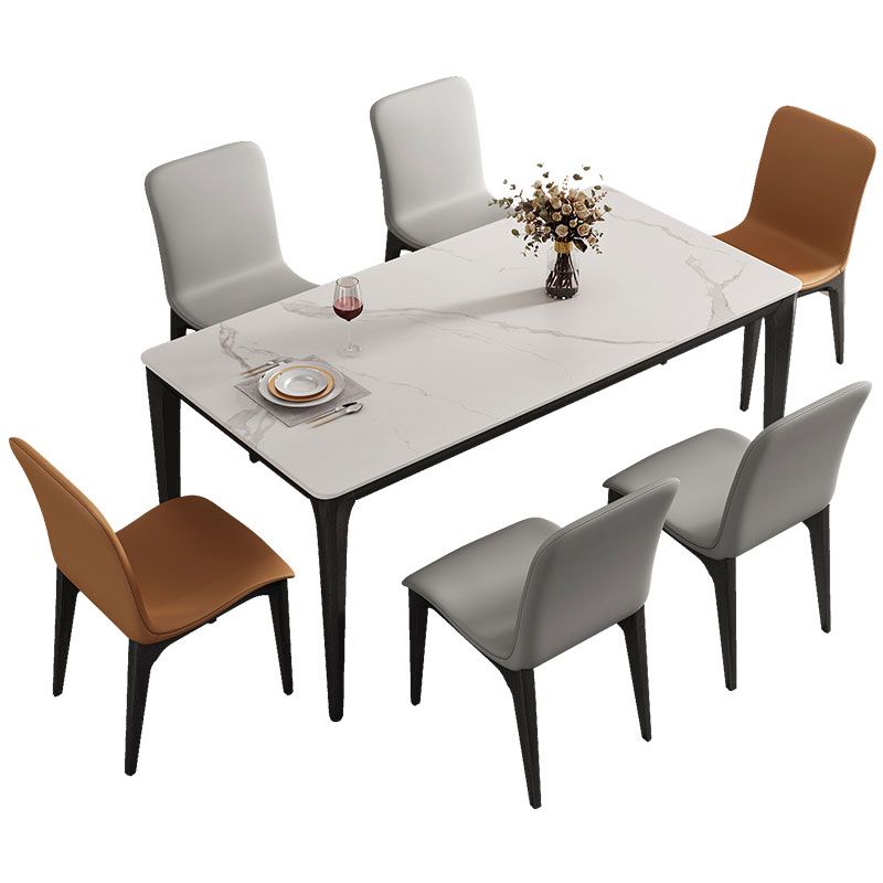 Mesa de comedor blanca de piedra sinterizada de mediados de siglo Modern 4 patas Mesa para comedor