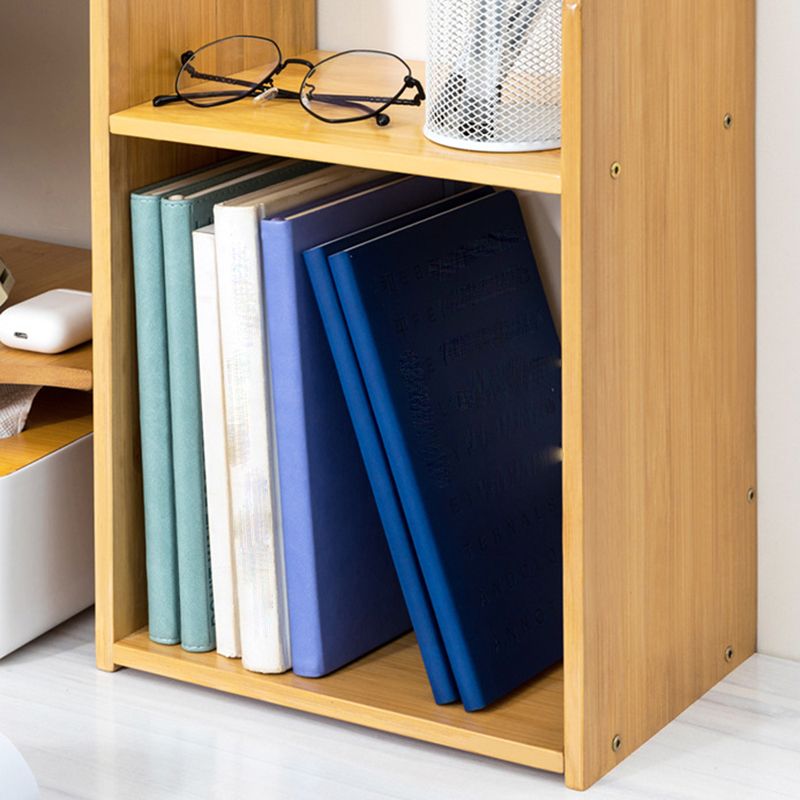 Modern Style Open Back Bookshelf Bamboo Bookcase with Shelves