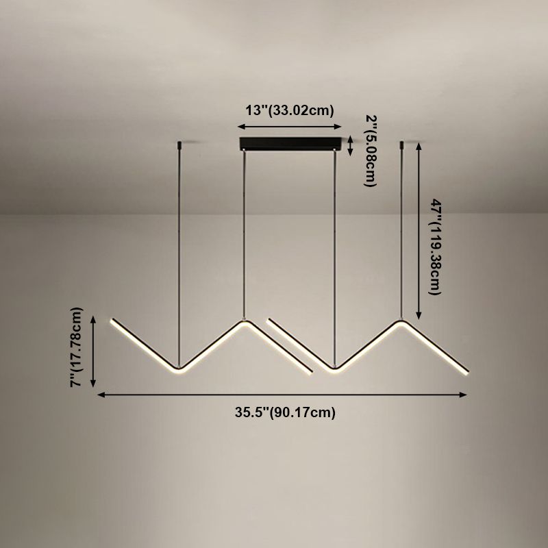 Contemporary Island Light Linear Metal 2 Light Island Lights en negro