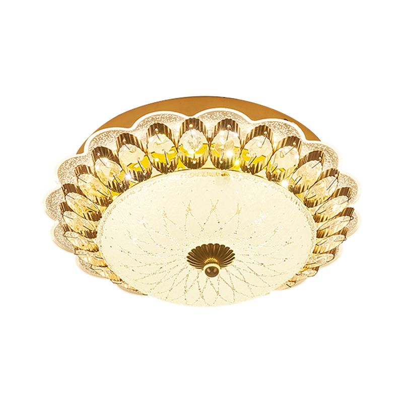 Circular Corridor Ceiling Flush Mount Crystal LED Modernism Flush Light Fixture in Gold