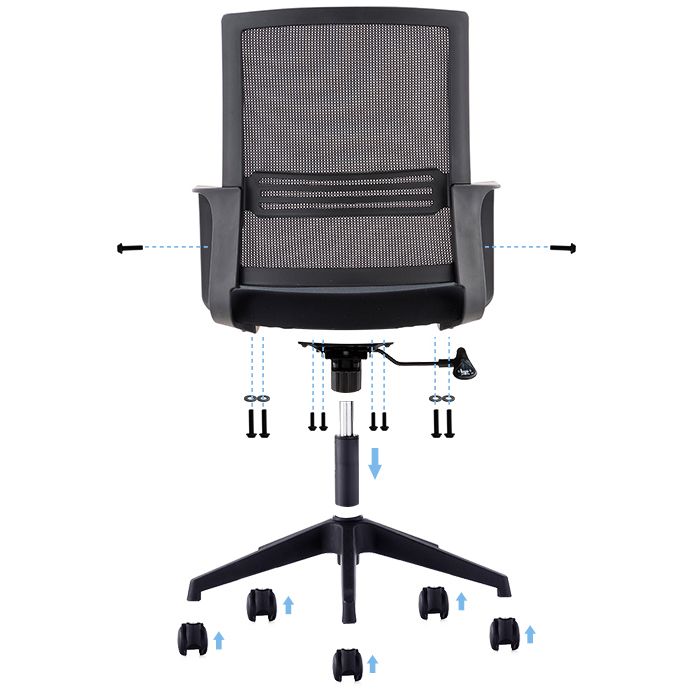 Modern Mid-Back Office Chair Black Frame No Distressing Desk Chair