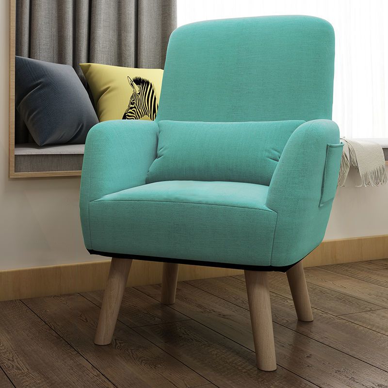 Contemporary Accent Armchair Modern Cotton Blend Accent Chair with Pillow