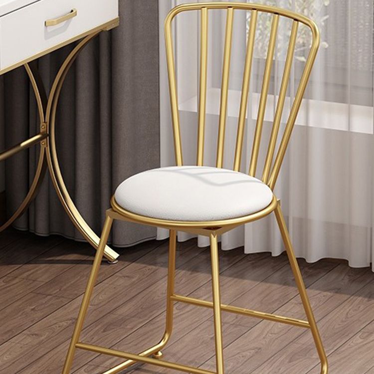 Glam Upholstered Armless Gold Legs Dining Room Side Dining Chair