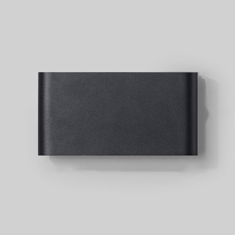 Contemporary LED Wall Mount Fixture in Dark Black / White Rectangle Wall Sconce