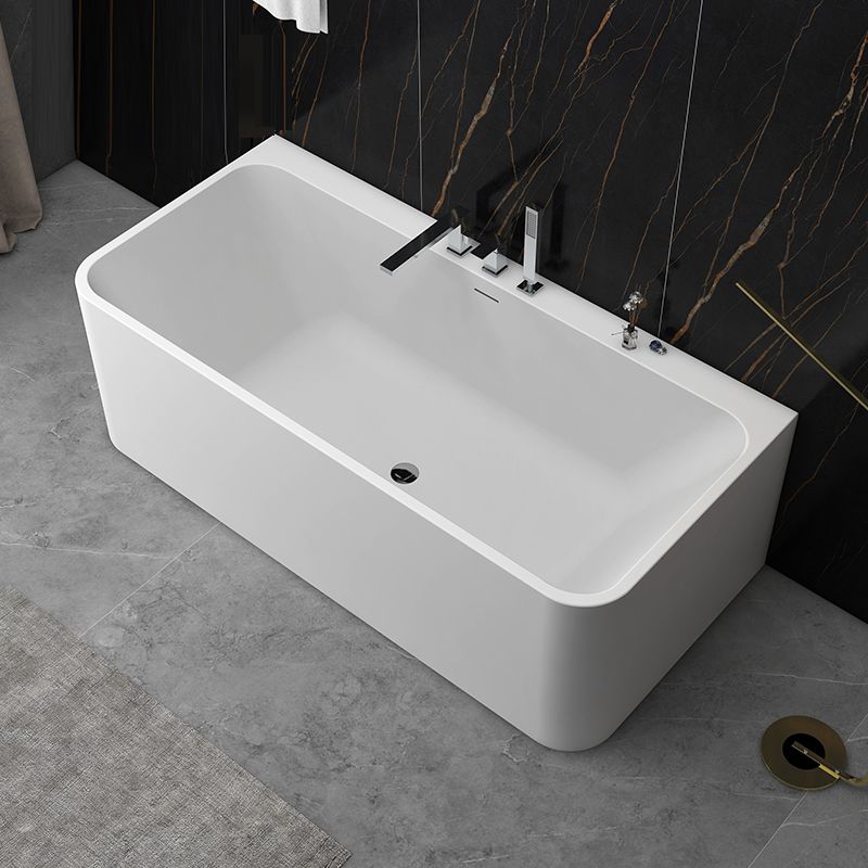 Modern Style Stone Soaking Bathtub Rectangle Back to Wall Bathtub