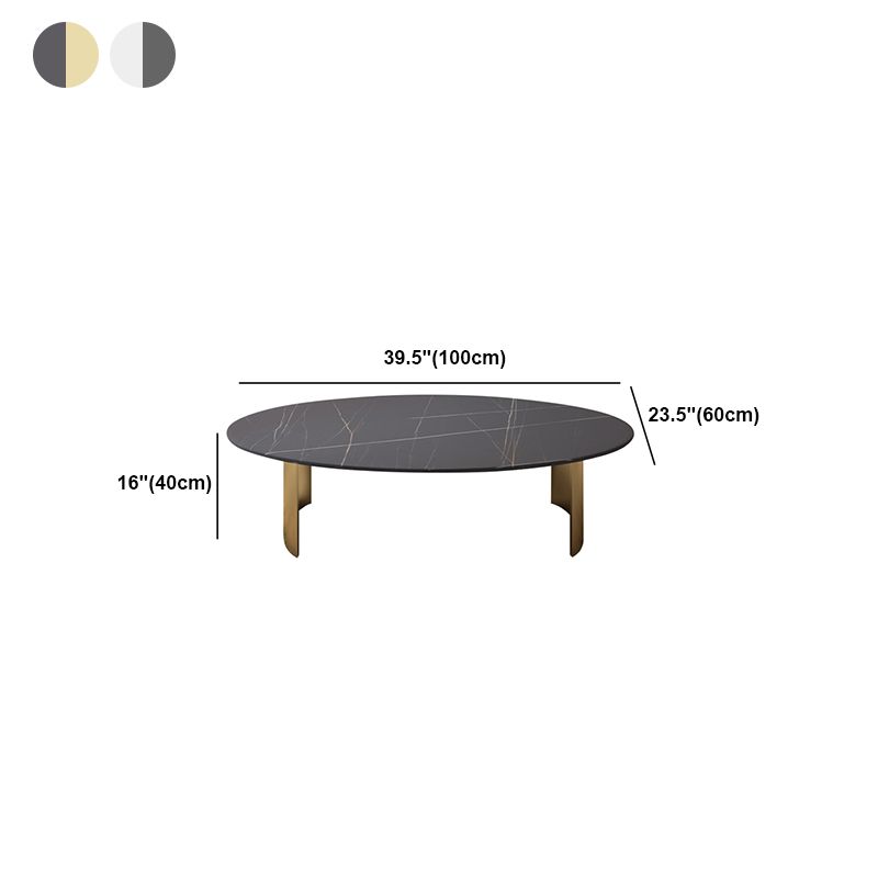 15.75" H 1 Single Coffee Table Glam Elliptical Stone Cocktail Table