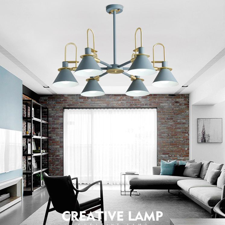 Conical Chandelier Pendant Light Minimalist Style Metal Living Room Suspension Light