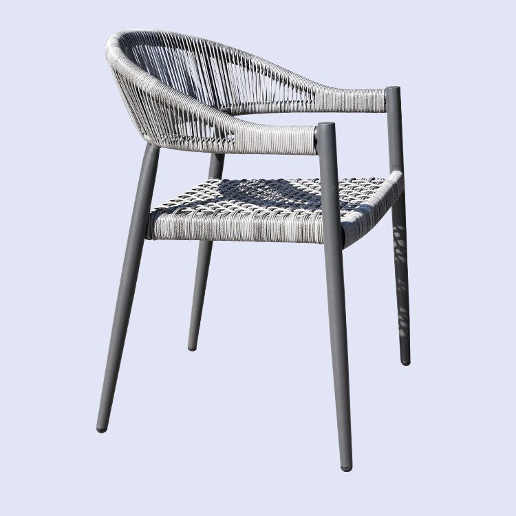 Tropical Grey Patio Dining Chair with Aluminum Base Stacking Chairs