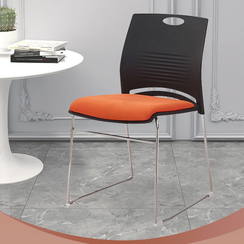 Lumbar Support Conference Chair Silver Steel Frame Armless Chair