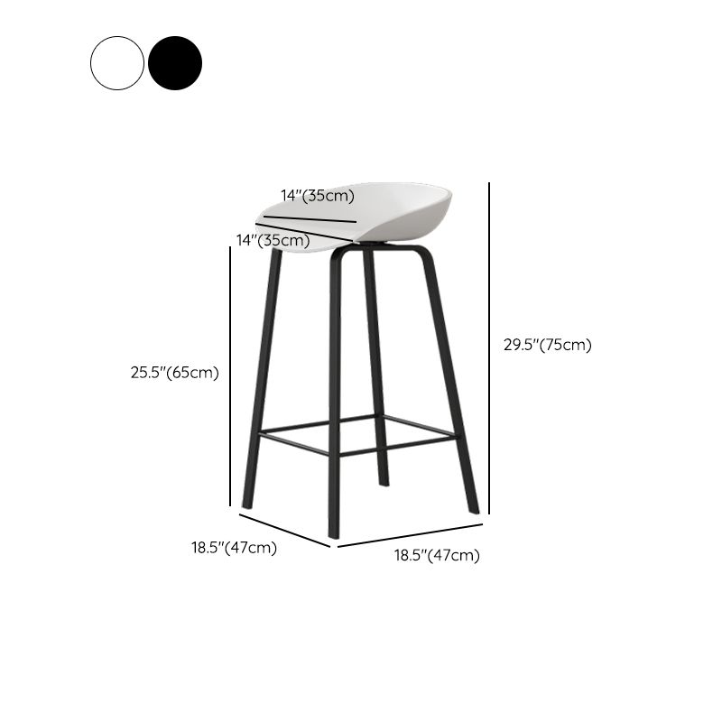 Contemporary Plastic Backrest Counter High Stool with 4 Legs