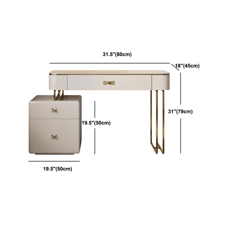 Glam Makeup Vanity Desk Table Slate Top Dressing Table with Drawer