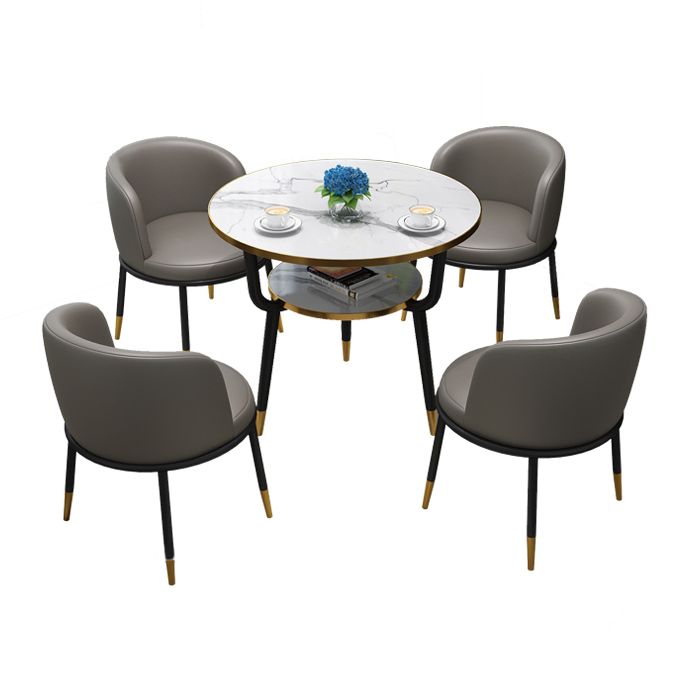 Contemporary MDF Standard Dining Table Round Shape Kitchen Dining Table with 3 Legs Base