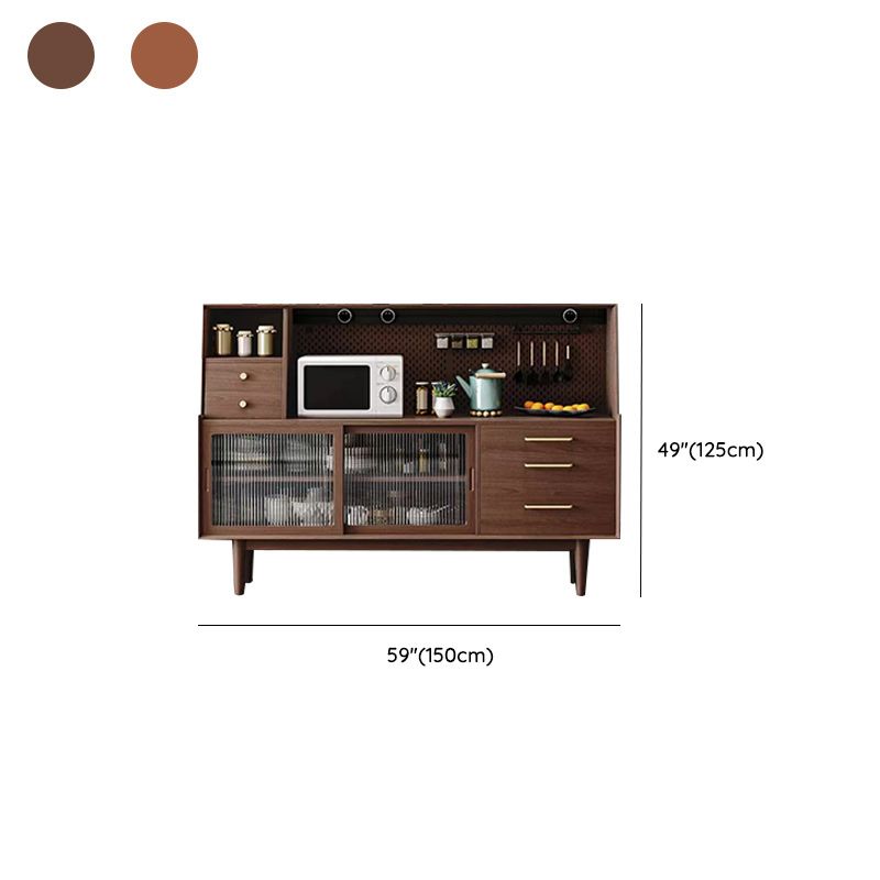 Modern Dining Hutch Pine Hutch Buffet with Doors for Dining Room