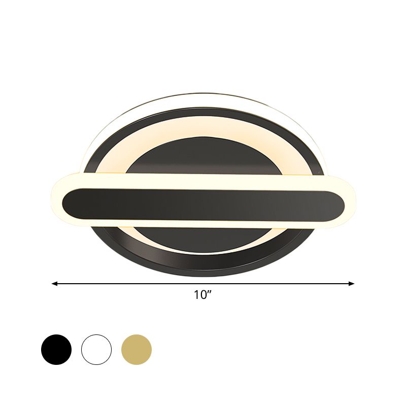 Small Circle and Oval Flushmount Modern Metal Black/White/Gold LED Ceiling Lighting for Corridor