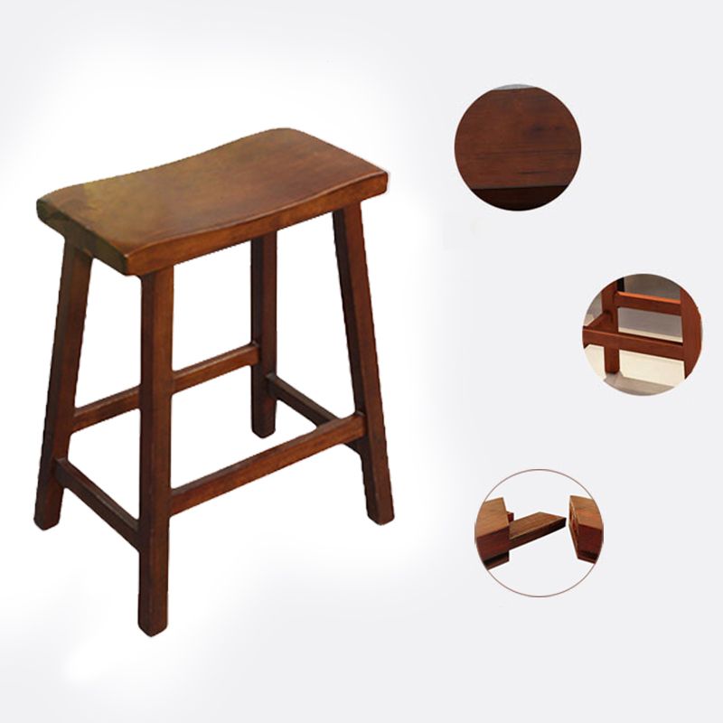 Modern Indoor Solid Wood Counter & Bar Stool Saddle Seat Backless Bar Stool