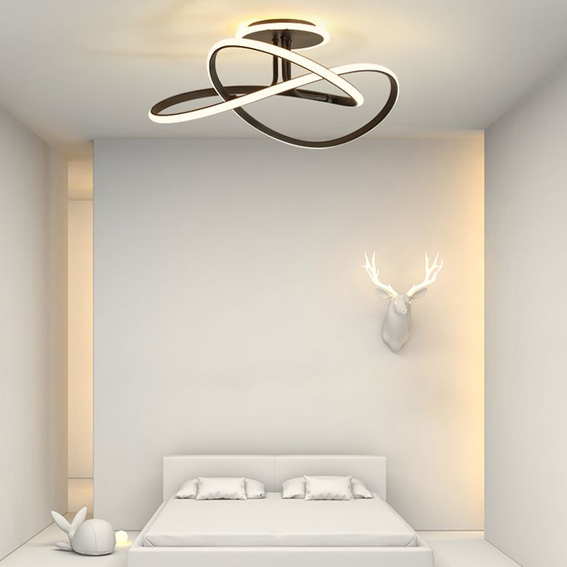 Modern Style Linear Shade Ceiling Light Metal 2 Headed Ceiling Light for Dining Room