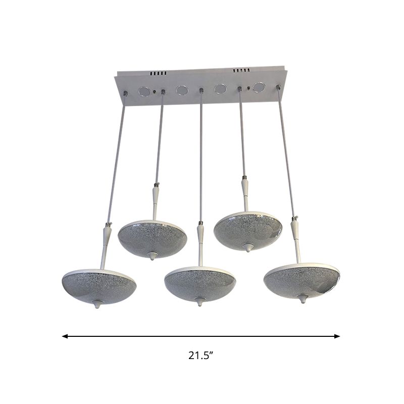 Ombre parapluie Multi Pendant Light Modern Style Crystal 5 lumières blanches Lumière suspendue pour la salle à manger de cuisine