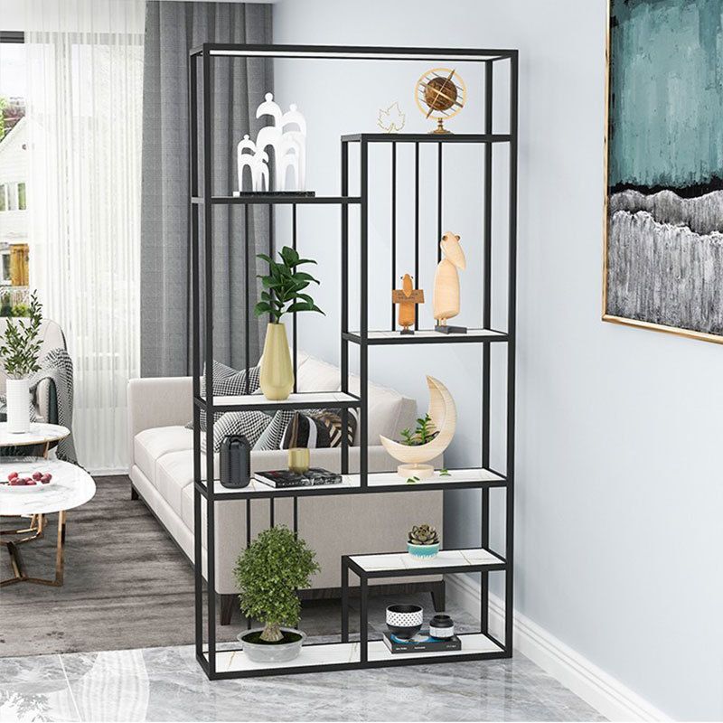 Glam Antique Finish Shelf Bookcase Metal Etagere Bookshelf with Shelves