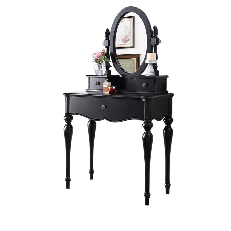 15.74" Wide Birch Vanity Set with Stool Make-up Vanity with Drawer and Mirror