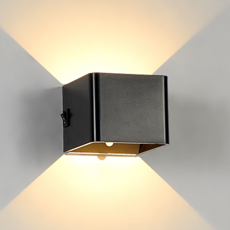 Modern Metal Wall Sconce Square Shape Wall Light with Plastic Shade for Courtyard