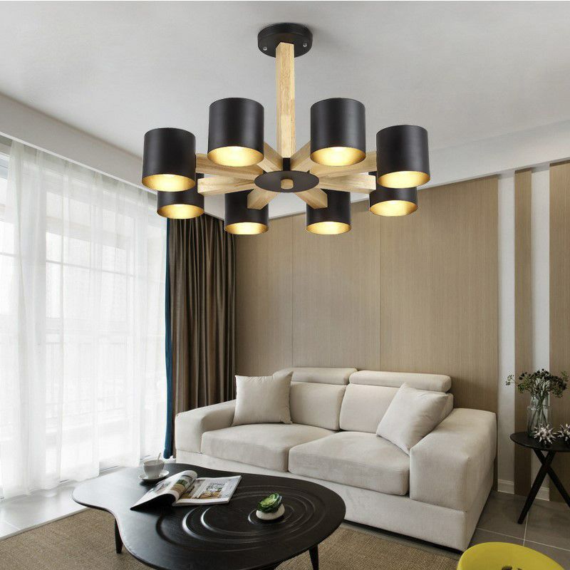 Metal Cylinder Chandelier Pendant Light Simple Style Pendant Chandelier for Living Room