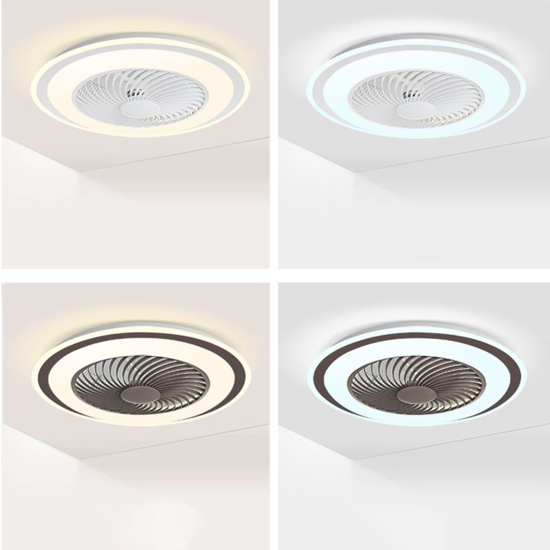 Runde Wohnheimraum LED Deckenventilator Metallic Nordic Semi Flush Mount Lighting