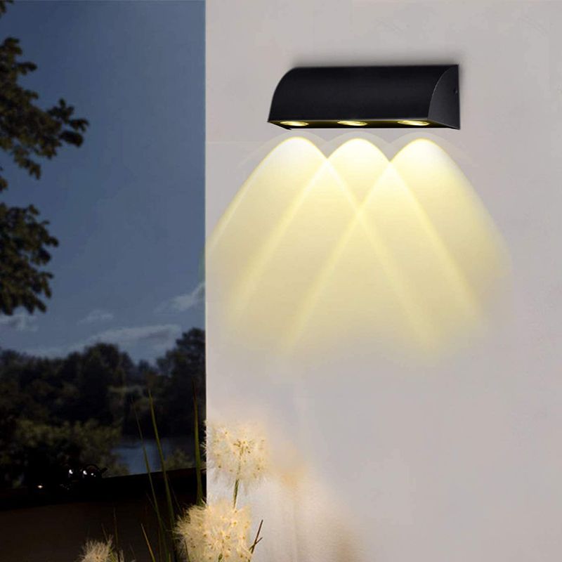 3 Lights Modern Style Wall Lamp Metal Sconces in Black for Outdoor