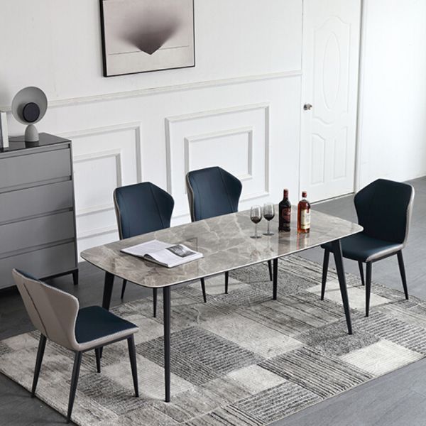 Sintered Stone Dining Table Simplicity Style 4 Legs Carbon Steel Base Rectangle Table for Home