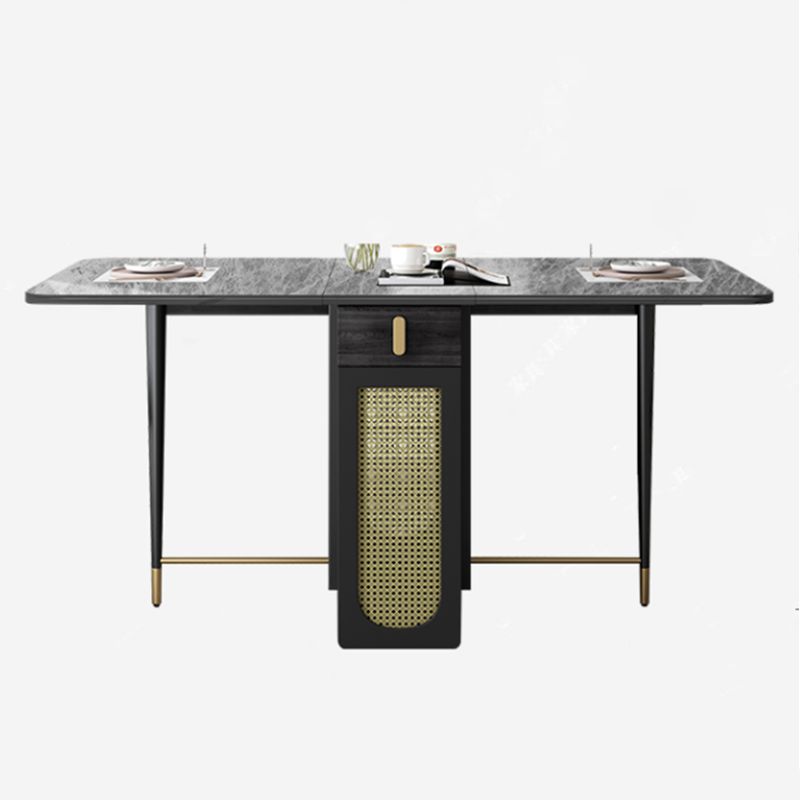 59 '' Mesa de comedor de piedra sinterizada mesa rectángula plegable con base de caballete